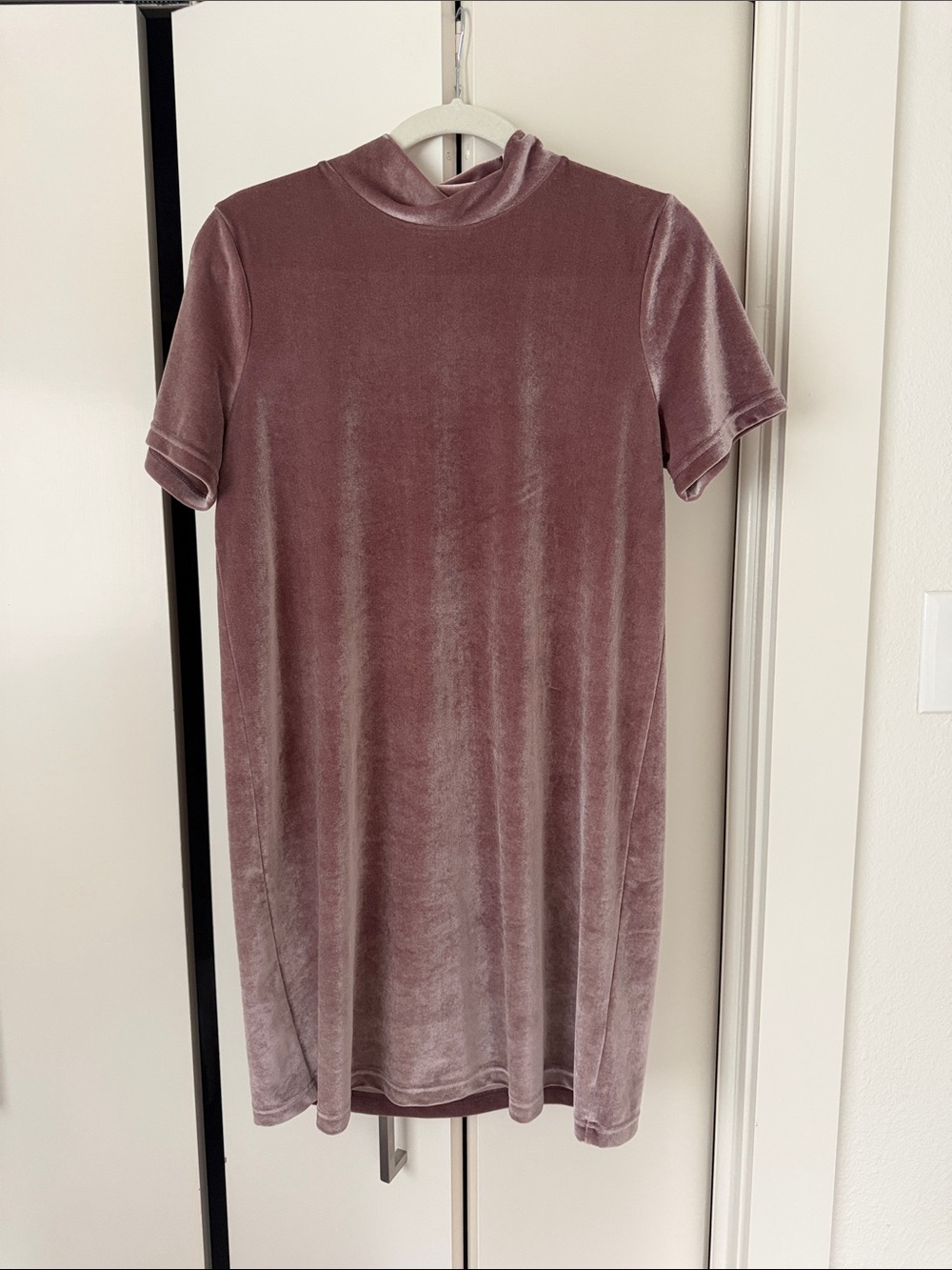 Madewell Blush Velvet Short Sleeve Shift Dress